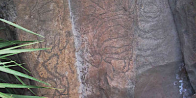 Pre-Hispanic rock carving at Burracas caves, Las Tricias, Garafía, La Palma island