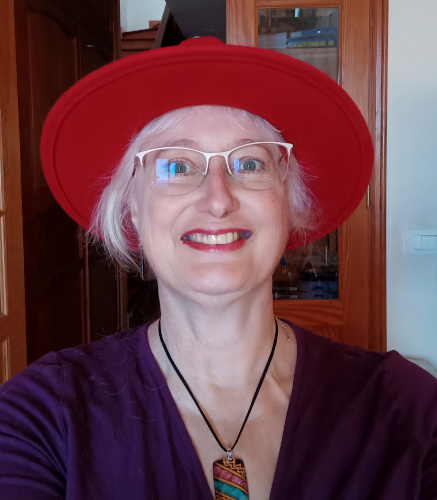 Me, in a red hat, smiling